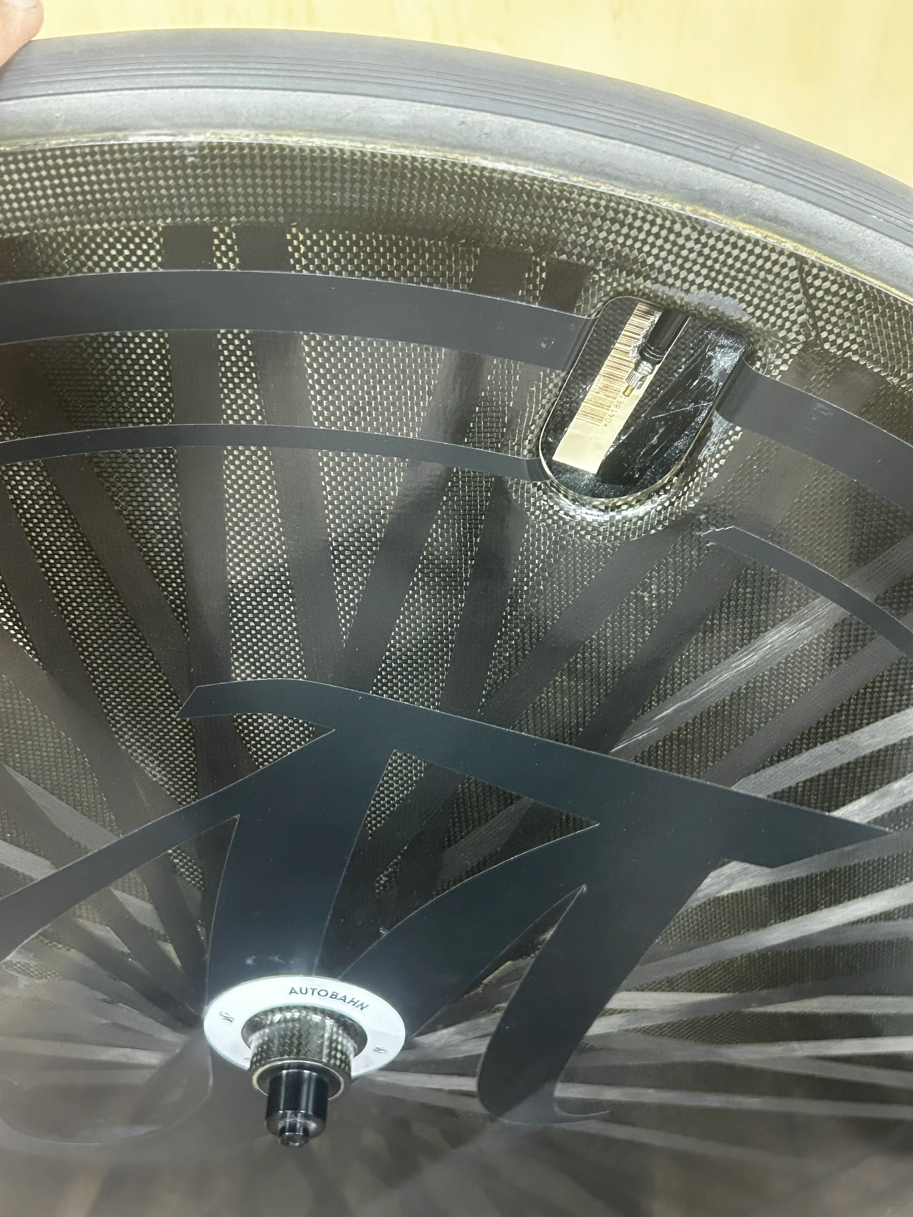 Lightweight Autobahn Schwarz Tubular DISC Wheel  Rim Brake, Campy 11/12 - Pre Owned Wheel - Image 3